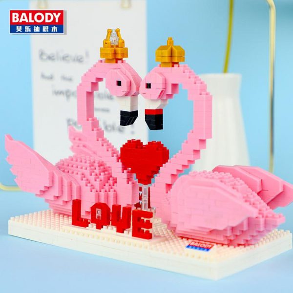 Balody 16103 Pink Swan Bird Love Heart For Valentine Official LOZ BLOCKS STORE