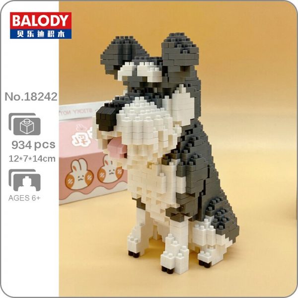 Balody 18242 Cartoon Standard Schnauzer Dog Animal Pet 3D Model DIY Mini Diamond Blocks Bricks Building - LOZ™ MINI BLOCKS