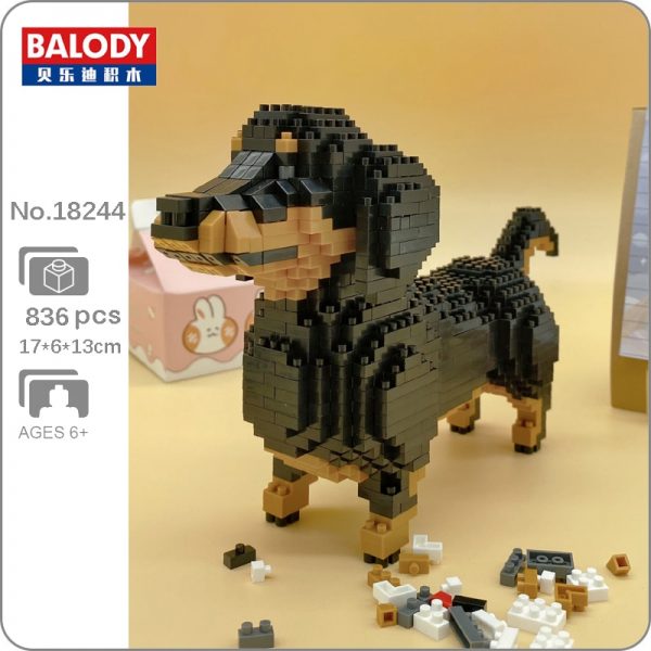 Balody 18244 Cartoon Black Dachshund Dog Animal Pet 3D Model DIY Mini Diamond Blocks Bricks Building - LOZ™ MINI BLOCKS
