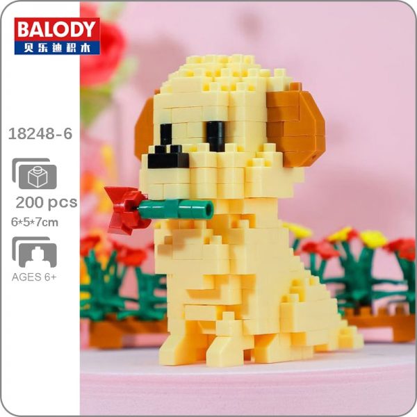 Balody 18248 6 Animal World Golden Retriever Dog Pet Rose Flower DIY Mini Diamond Blocks Bricks - LOZ™ MINI BLOCKS