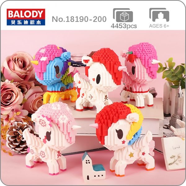 Balody Rainbow Horn Fly Horse Sakura Heart Star Animal Figures Mini Diamond Blocks Bricks Building Toy - LOZ™ MINI BLOCKS
