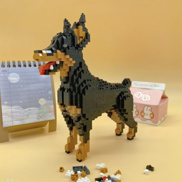 Baoldy 18247 Cartoon Black Dobermann Dog Animal Pet 3D Model DIY Mini Diamond Blocks Bricks Building 1 - LOZ™ MINI BLOCKS