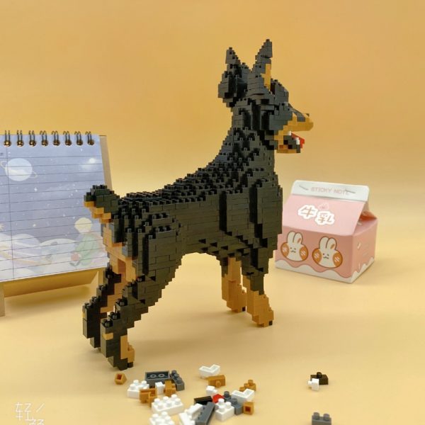 Baoldy 18247 Cartoon Black Dobermann Dog Animal Pet 3D Model DIY Mini Diamond Blocks Bricks Building 3 - LOZ™ MINI BLOCKS