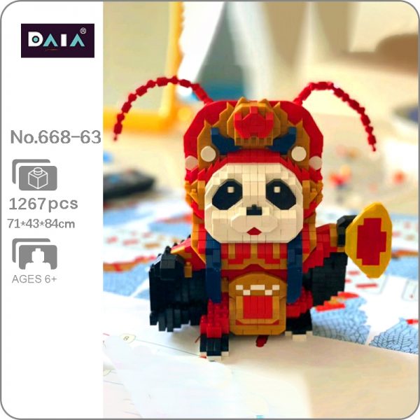 DAIA 668 63 China Ancient Sichuan Opera Red Costume Panda Actor DIY Mini Diamond Blocks Bricks - LOZ™ MINI BLOCKS