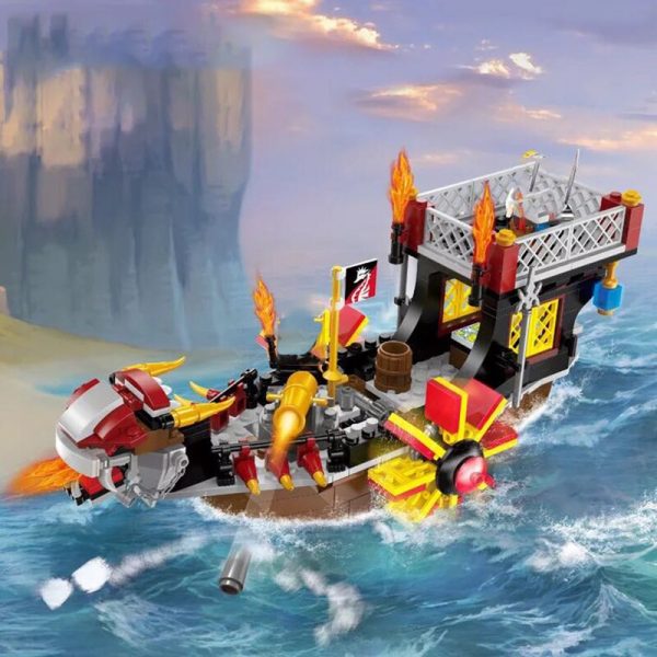 Enlighten 1307 Ancient Pirate Ship Sailing Boat Waterwheel War Battle Scene Mini Blocks Bricks Building Toy 3 - LOZ™ MINI BLOCKS