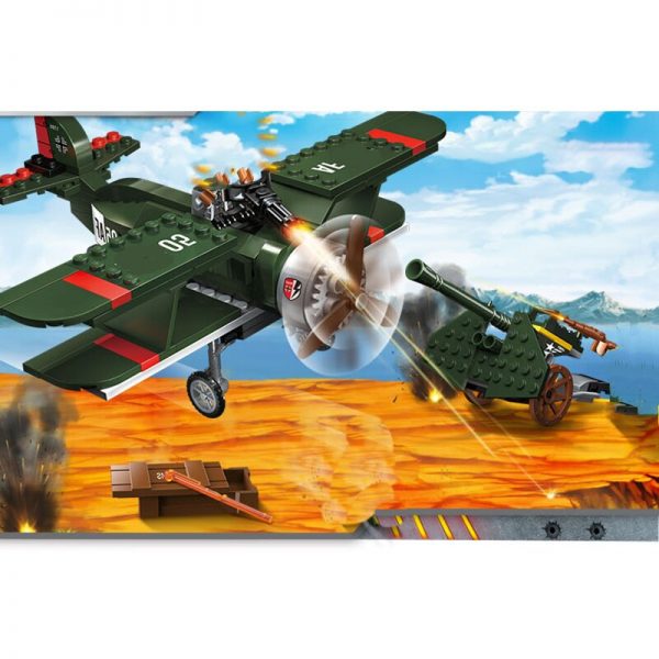 Enlighten 1705 Military Army Battlefield Antiaircraft Gun Plane Biplane DIY Mini Blocks Bricks Building Toy for 1 - LOZ™ MINI BLOCKS