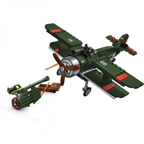 Enlighten 1705 Military Army Battlefield Antiaircraft Gun Plane Biplane DIY Mini Blocks Bricks Building Toy for 3 - LOZ™ MINI BLOCKS