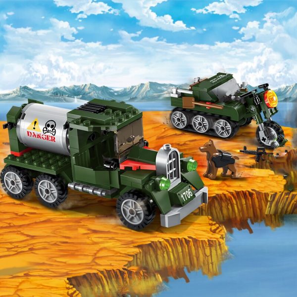 Enlighten 1706 Military Army Battlefield Truck Car Motorcycle Cross Action Mini Blocks Bricks Building Toy for 5 - LOZ™ MINI BLOCKS