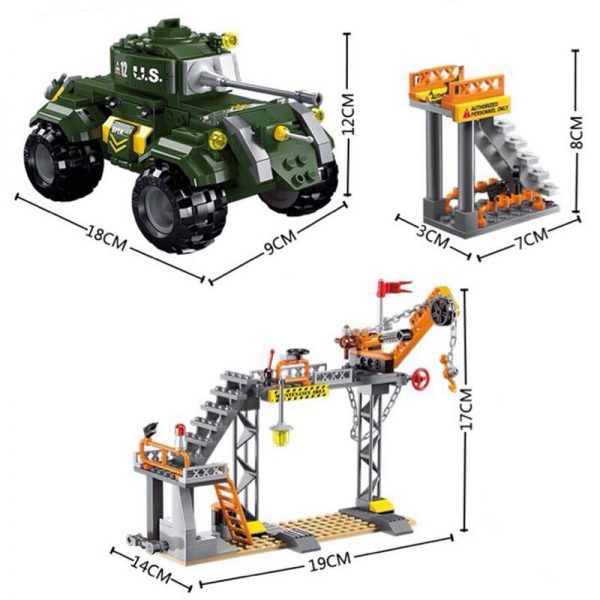 Enlighten 1712 Army Tank Maintenance Area Factory Military Base Action Task Mini Blocks Bricks Building Toy 3 - LOZ™ MINI BLOCKS
