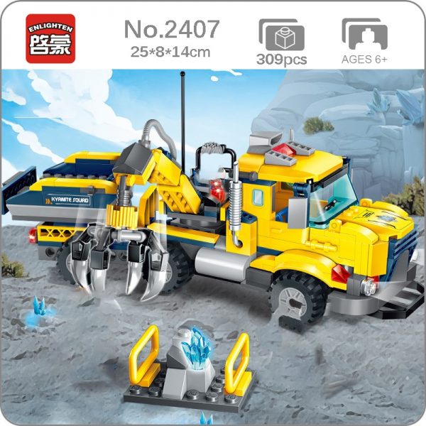 Enlighten 2407 Kyanite Squad Crystal Collect Force Truck Crane Vehicle Model Mini Blocks Bricks Building Toy - LOZ™ MINI BLOCKS