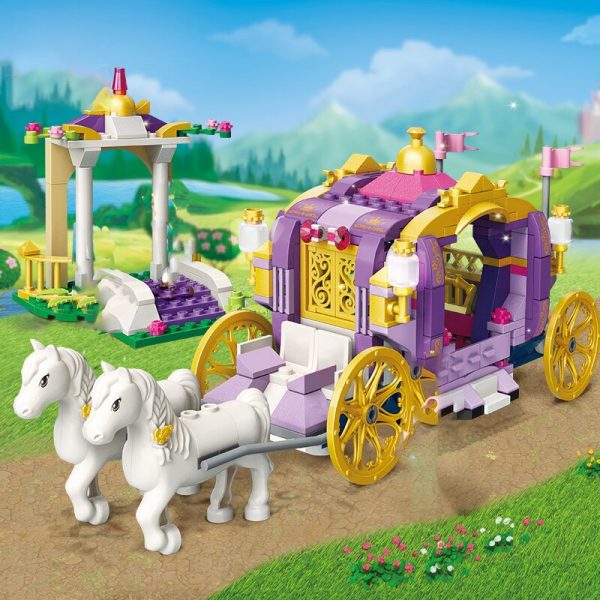 Enlighten 2605 Pink Loyal Carriage Pavilion Kingdom Princess Prince Horse 3D Mini Blocks Bricks Building Toy 3 - LOZ™ MINI BLOCKS