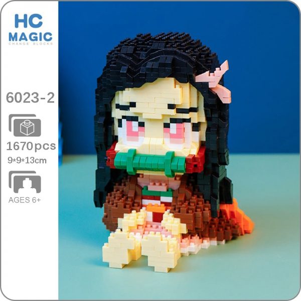 Gejia 6023 2 Anime Demon Slayer Kamado Nezuko Monster Girl Model DIY Mini Diamond Blocks Bricks - LOZ™ MINI BLOCKS