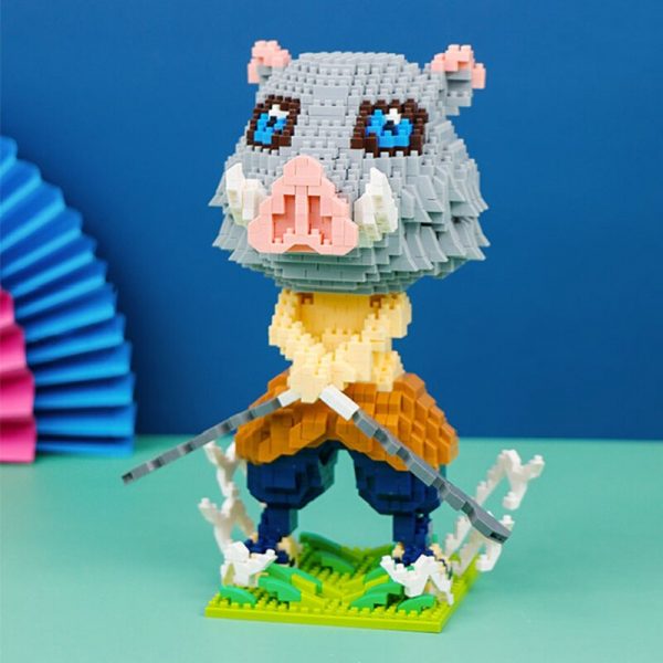 Gejia 6023 4 Anime Demon Slayer Hashibira Inosuke Pig Animal Monster Mini Diamond Blocks Bricks Building 5 - LOZ™ MINI BLOCKS
