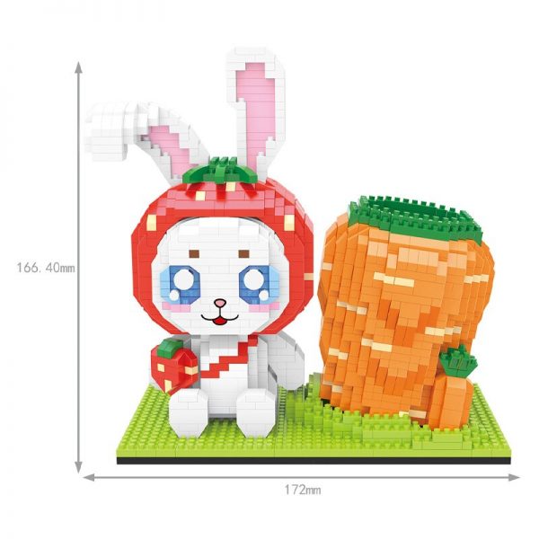 HC 3327 Cute White Rabbit Strawberry Carrot Animal Pen Holder Model Mini Diamond Blocks Bricks Building 2 - LOZ™ MINI BLOCKS