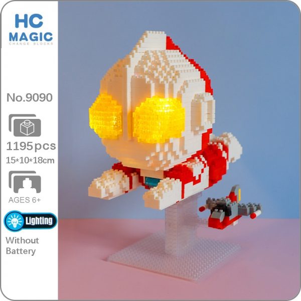 HC 9090 Anime Super Hero Flying Ultraman Space Alien Plane Model DIY Mini Diamond Blocks Bricks - LOZ™ MINI BLOCKS