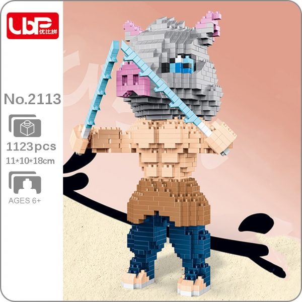 LBP 2113 Anime Demon Slayer Hashibira Inosuke Pig Monster Warrior 3D Mini Diamond Blocks Bricks Building - LOZ™ MINI BLOCKS