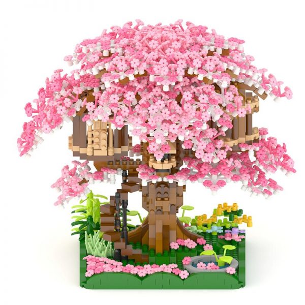 LJ 605 Architecture Sakura Tree House Garden Pink Flower Plant Field Mini Diamond Blocks Bricks Building 1 - LOZ™ MINI BLOCKS