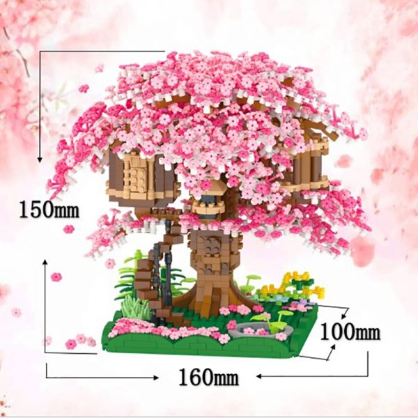 LJ 605 Architecture Sakura Tree House Garden Pink Flower Plant Field Mini Diamond Blocks Bricks Building 4 - LOZ™ MINI BLOCKS