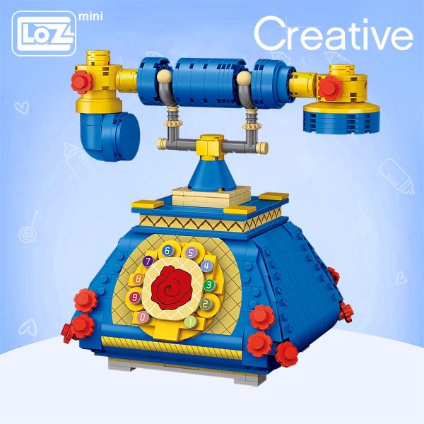 LOZ Li Zhi blue telephone turntable landline assembling small particles puzzle building blocks toy model decoration - LOZ™ MINI BLOCKS