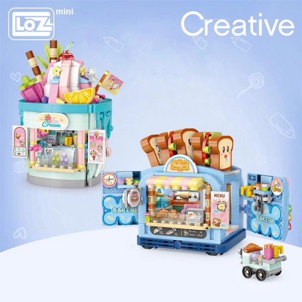 LOZ Mini Block Ice Cream Shop Amusement Park Series Toast Shop Street View Store Model Small - LOZ™ MINI BLOCKS