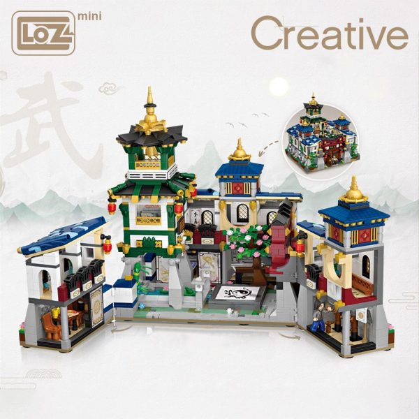 LOZ Mini Block Mini belt box house with folding Jingwu Kung Fu Jingwu Museum Chinese style - LOZ™ MINI BLOCKS