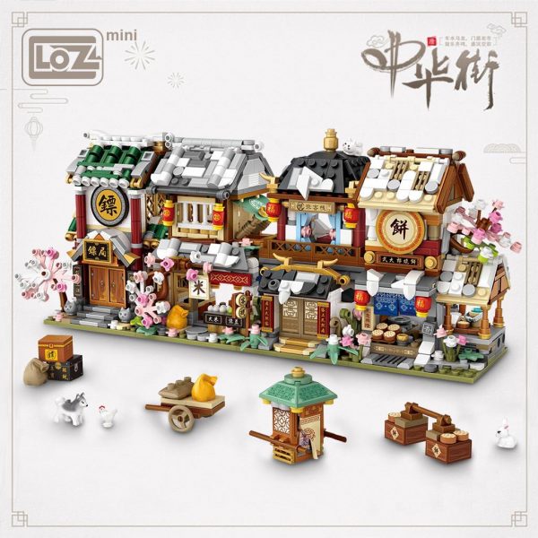 LOZ Mini Block Winter China Street Season 3 Mipu Inn Escort Shaobing Shop Chinese ancient style - LOZ™ MINI BLOCKS