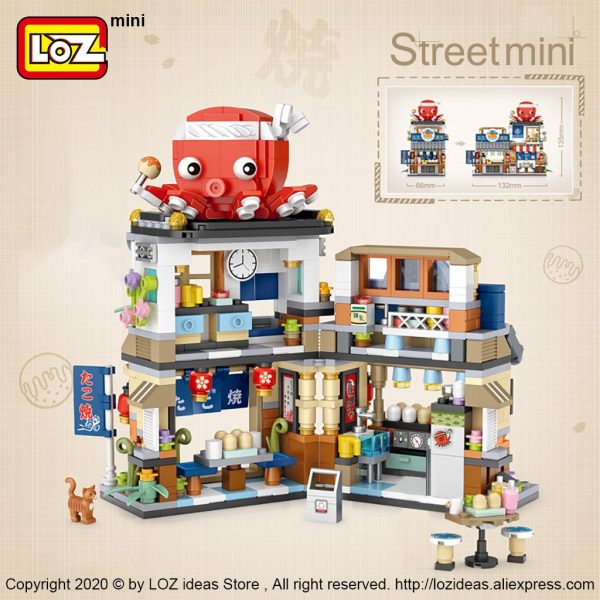 LOZ Mini Building Blocks Japanese Mini Street View folding food street Octopus barbecue ice shop assembly 1 - LOZ™ MINI BLOCKS