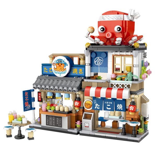 LOZ Mini Building Blocks Japanese Mini Street View folding food street Octopus barbecue ice shop assembly 4 - LOZ™ MINI BLOCKS