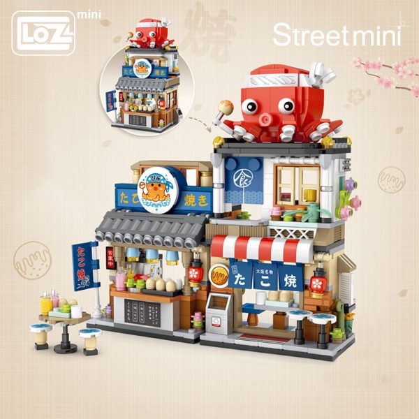 LOZ Mini Building Blocks Japanese Mini Street View folding food street Octopus barbecue ice shop assembly - LOZ™ MINI BLOCKS