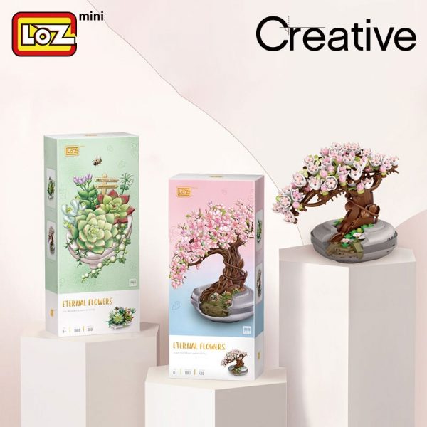 LOZ building block cherry blossom potted succulent bonsai living room decoration mini small particle assembly toy 5 - LOZ™ MINI BLOCKS