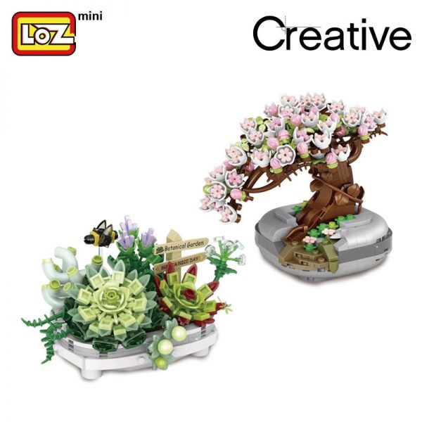 LOZ building block cherry blossom potted succulent bonsai living room decoration mini small particle assembly toy - LOZ™ MINI BLOCKS