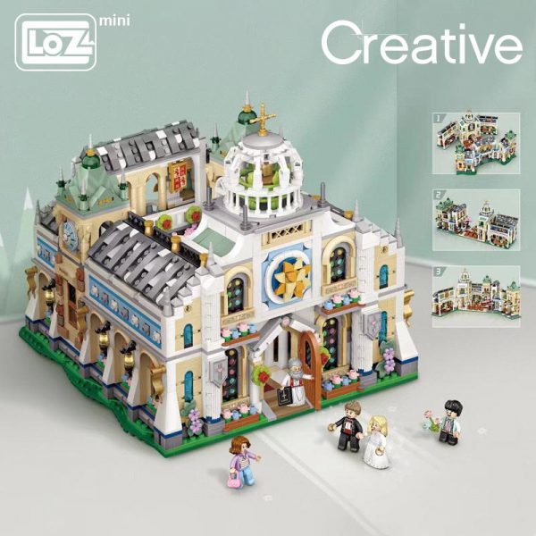LOZ new product wedding church hall small particles assembled building blocks folding building toy model three 1 - LOZ™ MINI BLOCKS