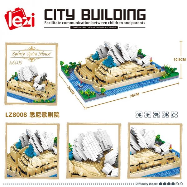 Lezi 8008 World Architecture Sydney Opera House 3D Model DIY Mini Diamond Blocks Bricks Building Toy 1 - LOZ™ MINI BLOCKS