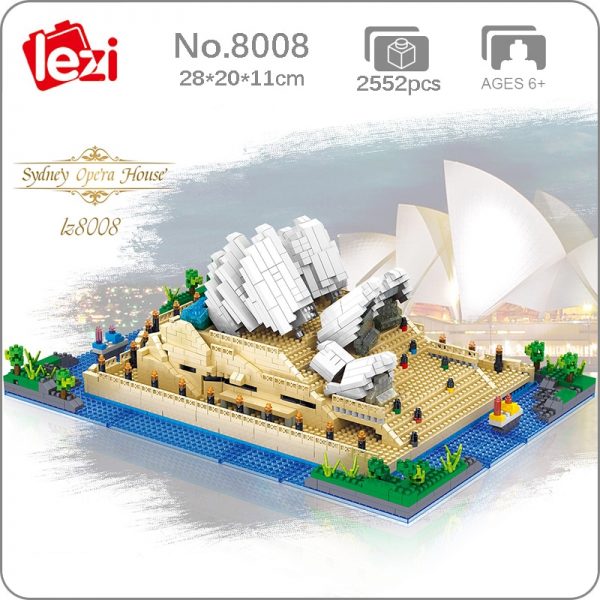 Lezi 8008 World Architecture Sydney Opera House 3D Model DIY Mini Diamond Blocks Bricks Building Toy - LOZ™ MINI BLOCKS