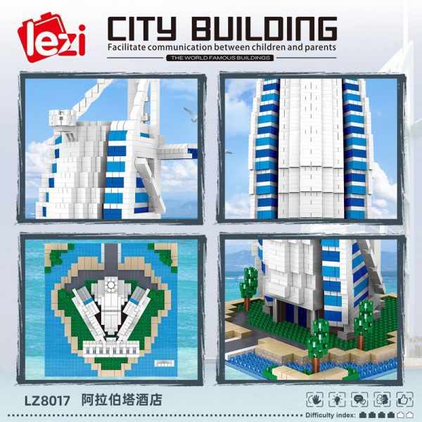 Lezi 8017 World Architecture Burj Al Arab Hotel 3D Model DIY Mini Diamond Blocks Bricks Building 2 - LOZ™ MINI BLOCKS