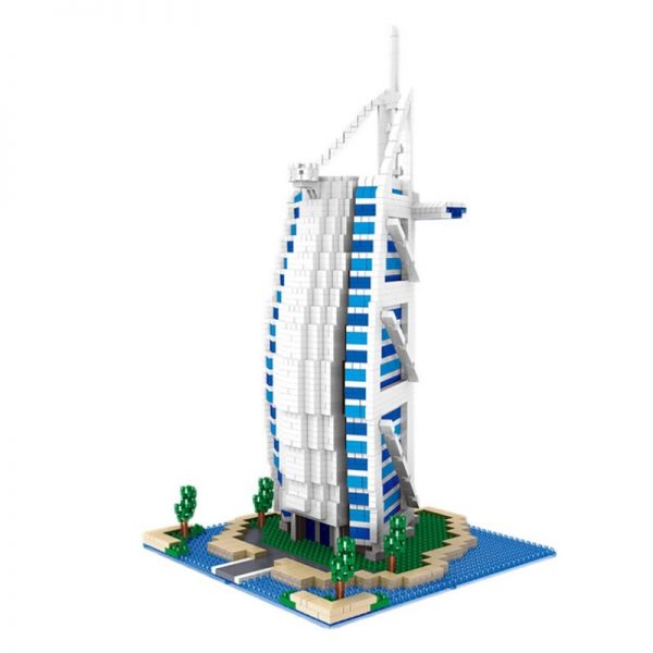 Lezi 8017 World Architecture Burj Al Arab Hotel 3D Model DIY Mini Diamond Blocks Bricks Building 4 - LOZ™ MINI BLOCKS