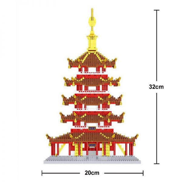 Lezi 8023 World Architecture Leifeng Pagoda Tower 3D Model DIY Mini Diamond Blocks Bricks Building Toy 3 - LOZ™ MINI BLOCKS