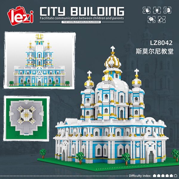 Lezi 8042 World Architecture Smolny Monastery Church 3D Model DIY Mini Diamond Blocks Bricks Building Toy 1 - LOZ™ MINI BLOCKS