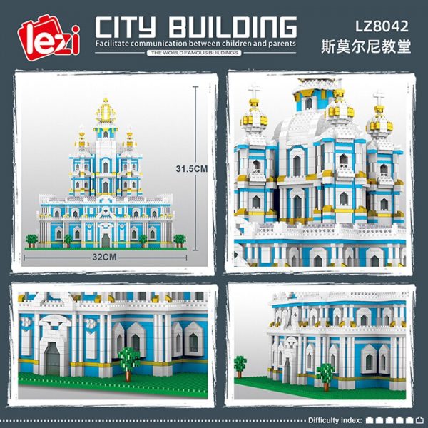 Lezi 8042 World Architecture Smolny Monastery Church 3D Model DIY Mini Diamond Blocks Bricks Building Toy 2 - LOZ™ MINI BLOCKS