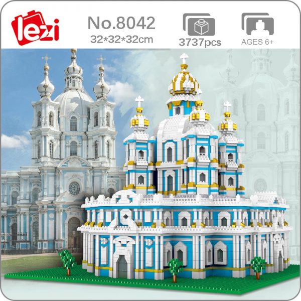 Lezi 8042 World Architecture Smolny Monastery Church 3D Model DIY Mini Diamond Blocks Bricks Building Toy - LOZ™ MINI BLOCKS