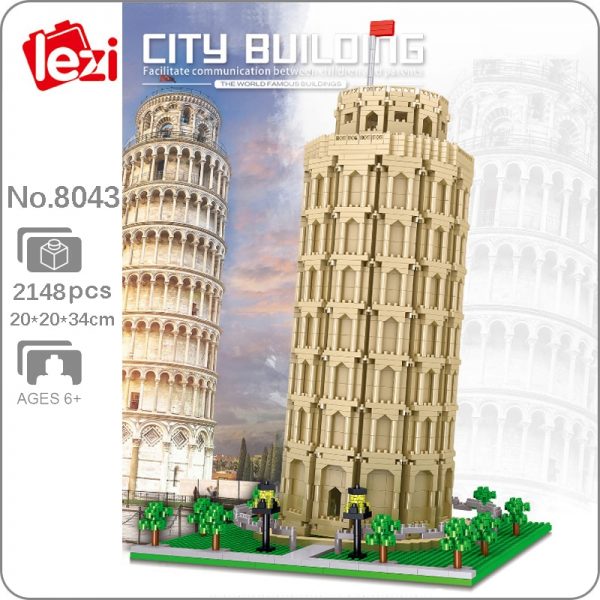 Lezi 8043 World Architecture Leaning Tower of Pisa 3D Model DIY Mini Diamond Blocks Bricks Building - LOZ™ MINI BLOCKS