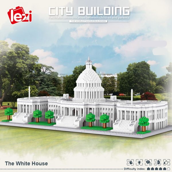 Lezi 8045 World Architecture USA The White House 3D Model DIY Mini Diamond Blocks Bricks Building 4 - LOZ™ MINI BLOCKS