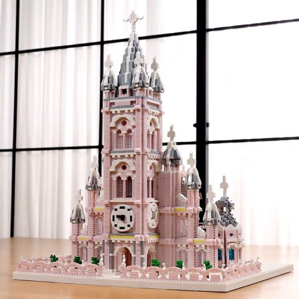 Lezi 8052 World Architecture Pink Dream Sacred Heart Church Castle Mini Diamond Blocks Bricks Building Toy 1 - LOZ™ MINI BLOCKS