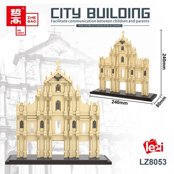 Lezi 8053 City Architecture Macao Ruins of St Paul Gateway Archway Mini Diamond Blocks Bricks Building 1 - LOZ™ MINI BLOCKS