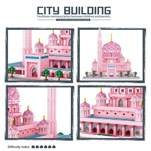 Lezi 8188 World Architecture Masjid Putra Pink Mosque Church Palace Mini Diamond Blocks Bricks Building Toy 2 - LOZ™ MINI BLOCKS
