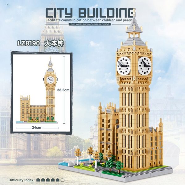Lezi 8190 World Architecture London Elizabeth Tower Big Ben Tree DIY Mini Diamond Blocks Bricks Building 1 - LOZ™ MINI BLOCKS