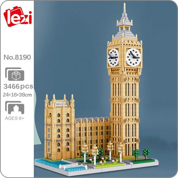 Lezi 8190 World Architecture London Elizabeth Tower Big Ben Tree DIY Mini Diamond Blocks Bricks Building - LOZ™ MINI BLOCKS