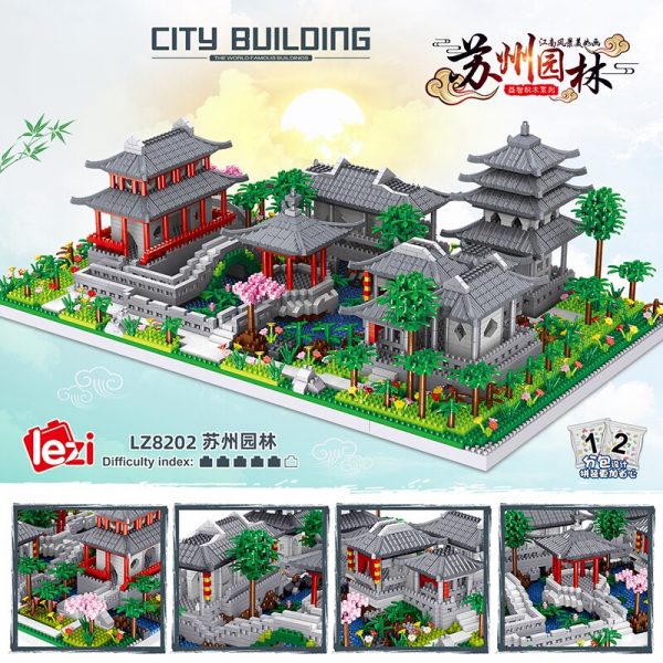 Lezi 8202 Chinesischen Architektur Pavilion Garten Hof Haus Modell Mini Diamant Bl cke Ziegel Geb ude 3 - LOZ™ MINI BLOCKS