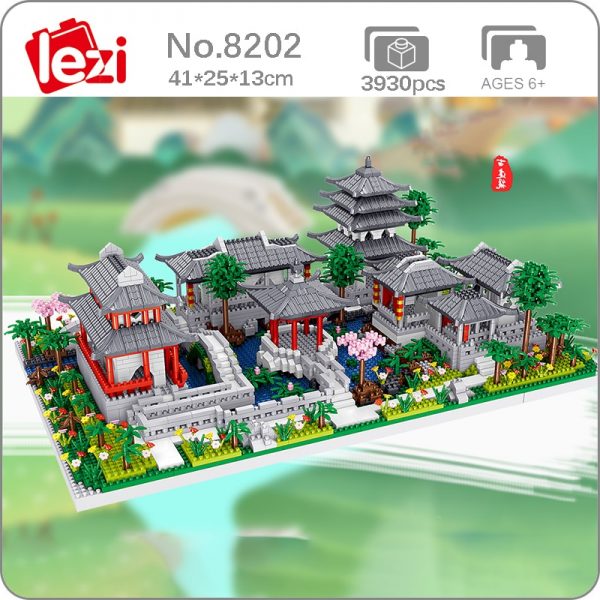 Lezi 8202 Chinesischen Architektur Pavilion Garten Hof Haus Modell Mini Diamant Bl cke Ziegel Geb ude - LOZ™ MINI BLOCKS