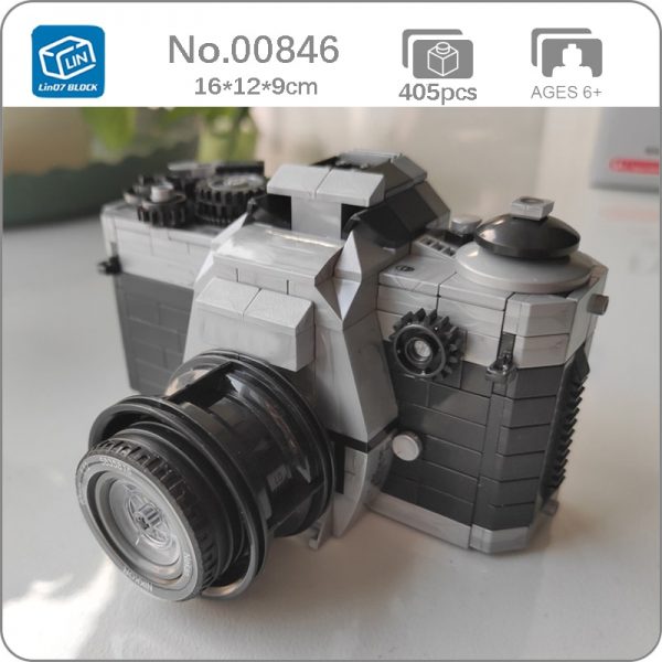 Lin 00846 Silver SLR Digital Camera Machine 3D Model 405pcs DIY Small Mini Blocks Bricks Building - LOZ™ MINI BLOCKS